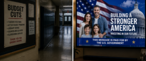 Classrooms cut while taxpayer-funded Trump ads expand